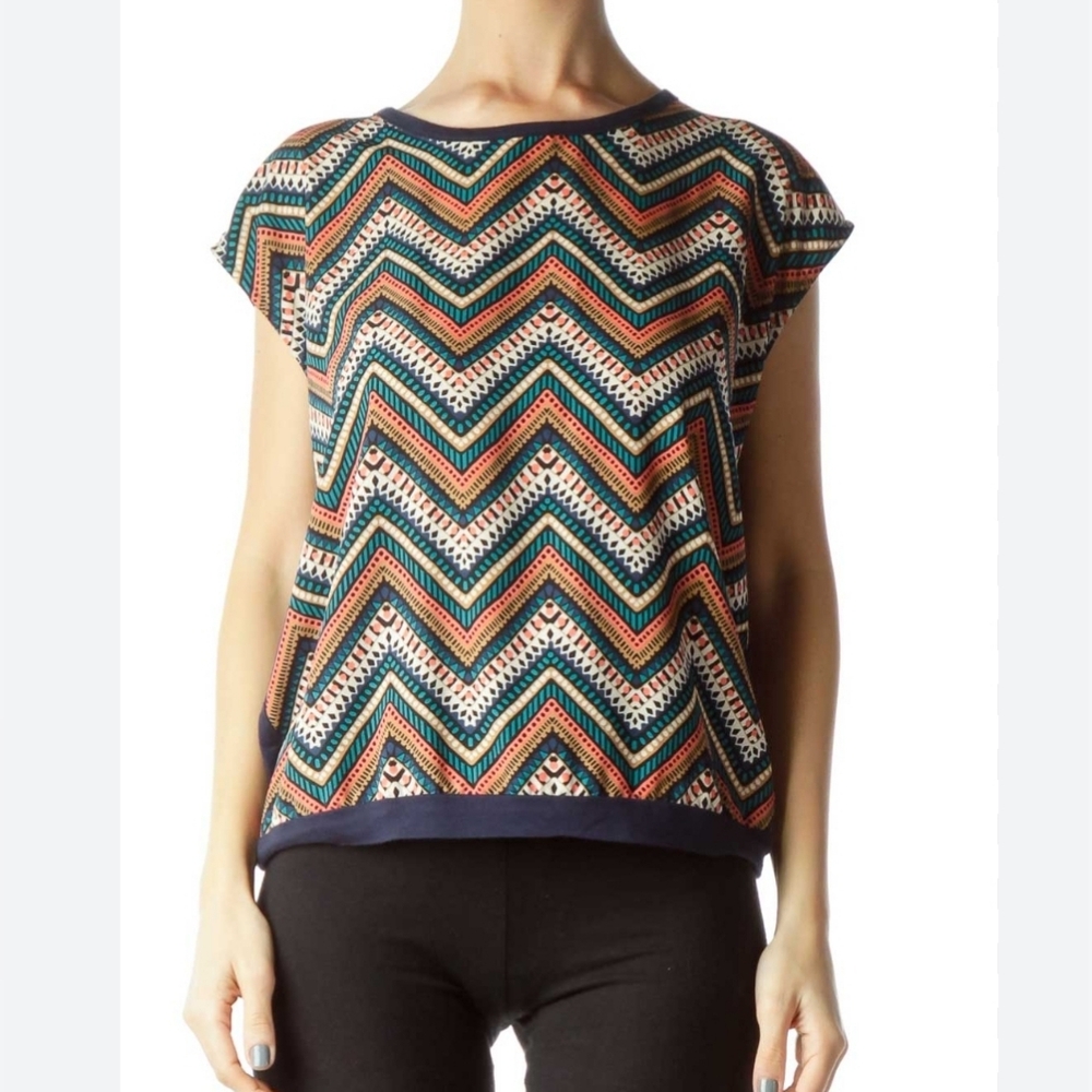 Collective Concepts Navy Multicolored Top * Size S Small